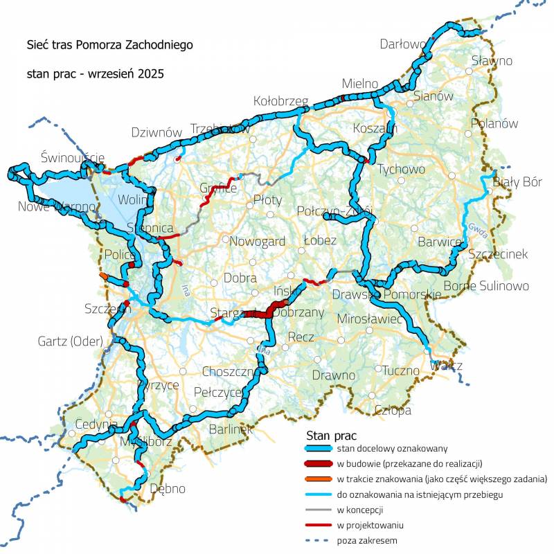 Stan oznakowania tras Pomorza Zachodniego
